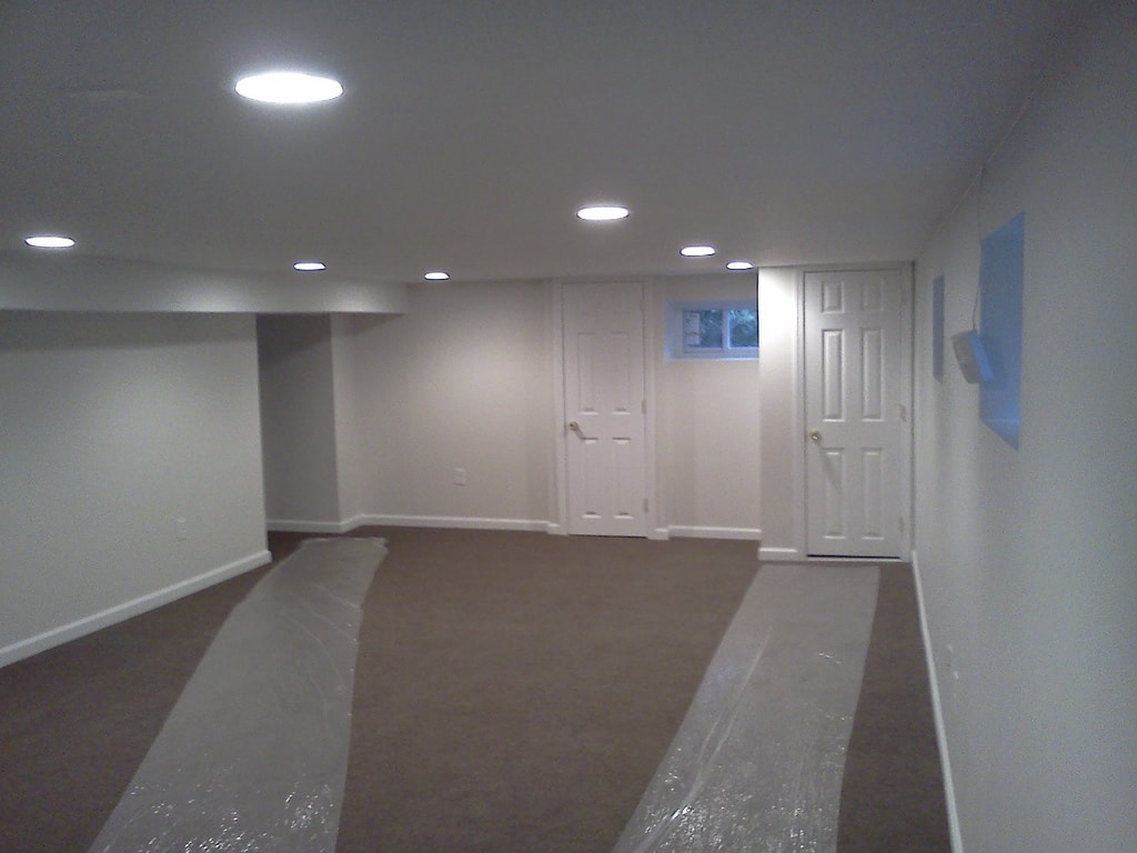 Finished basement drywall installation