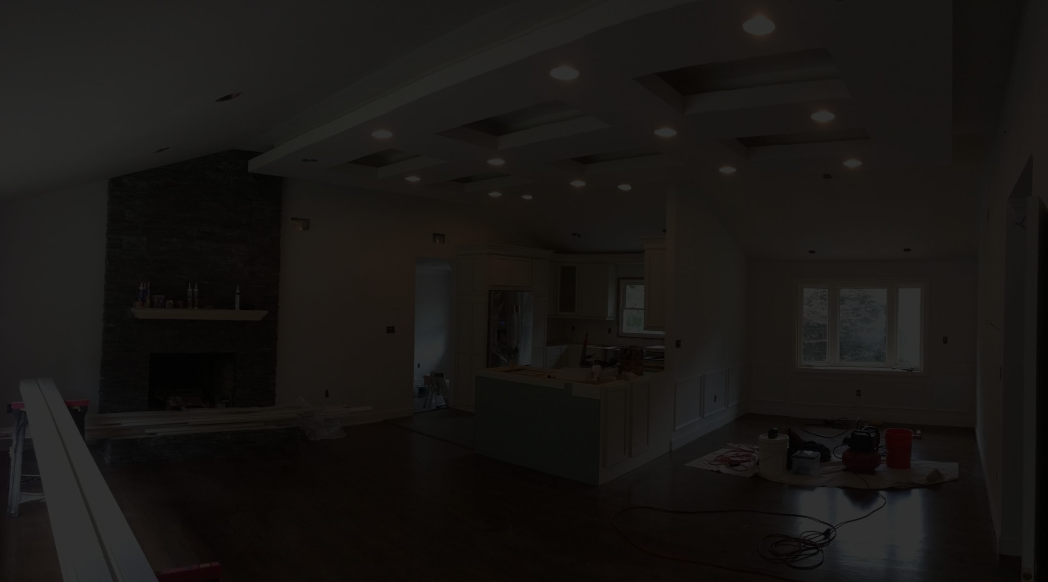 Interior drywall renovation in progress